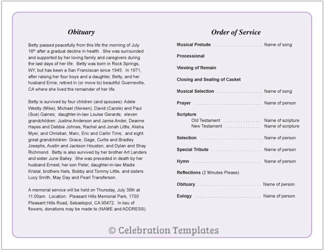 Delicate Funeral Program Template - The Funeral Program Site