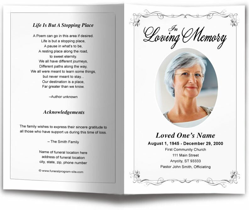 Delicate Funeral Program Template - The Funeral Program Site