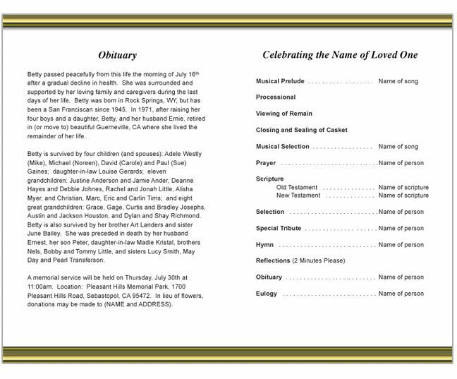 Drape Funeral Program Template - The Funeral Program Site