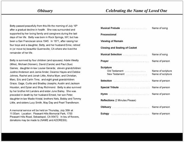 Dwell Funeral Program Template - The Funeral Program Site