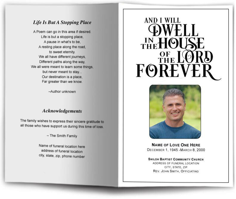 Dwell Funeral Program Template - The Funeral Program Site
