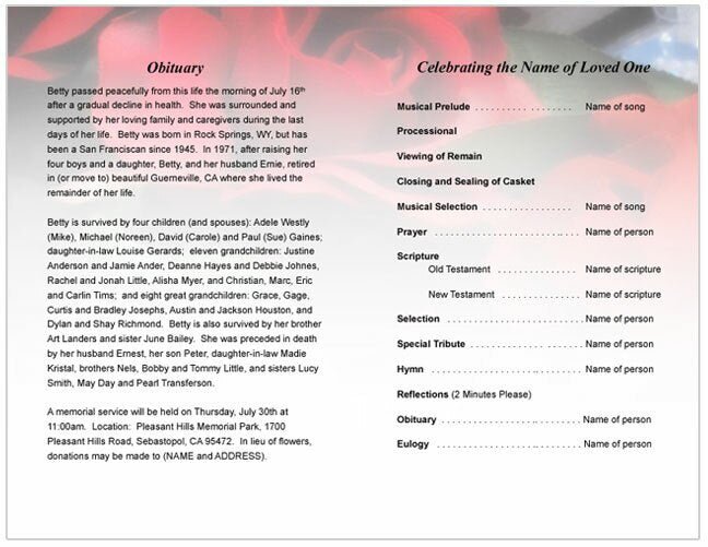 Elegance Funeral Program Template - The Funeral Program Site