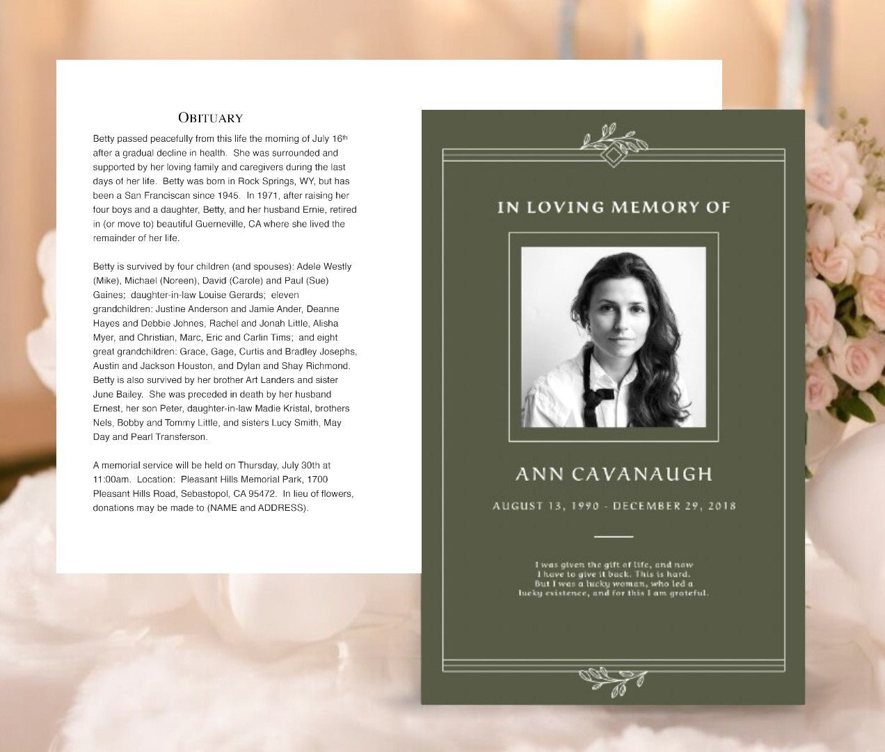 Elegant Remembrance Funeral Program Template - The Funeral Program Site