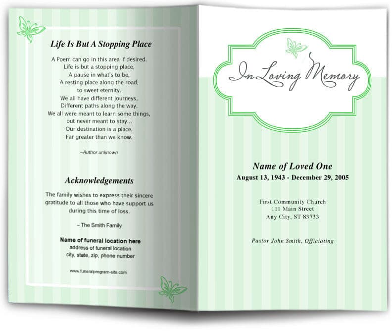 Embrace Funeral Program Template - The Funeral Program Site