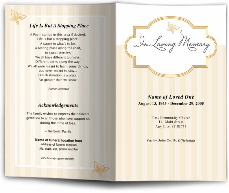 Embrace Funeral Program Template - The Funeral Program Site
