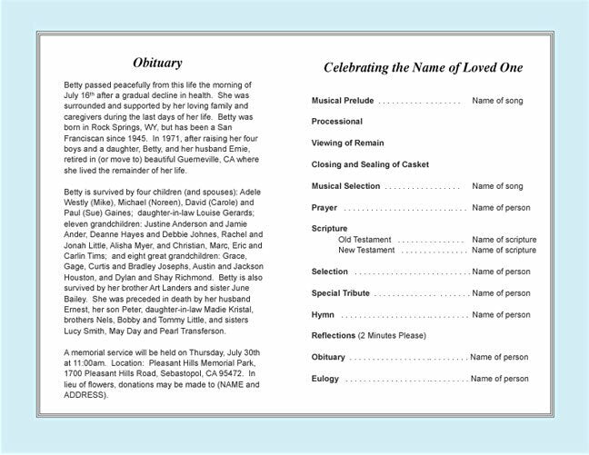 Embrace Funeral Program Template - The Funeral Program Site