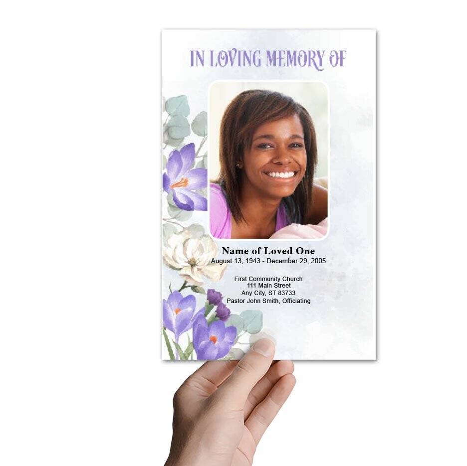 Freesia Watercolor Funeral Program Template - The Funeral Program Site