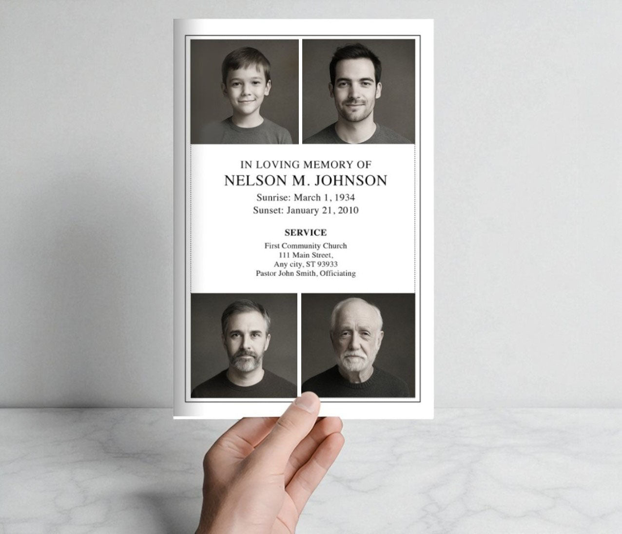 Quad Funeral Program Template