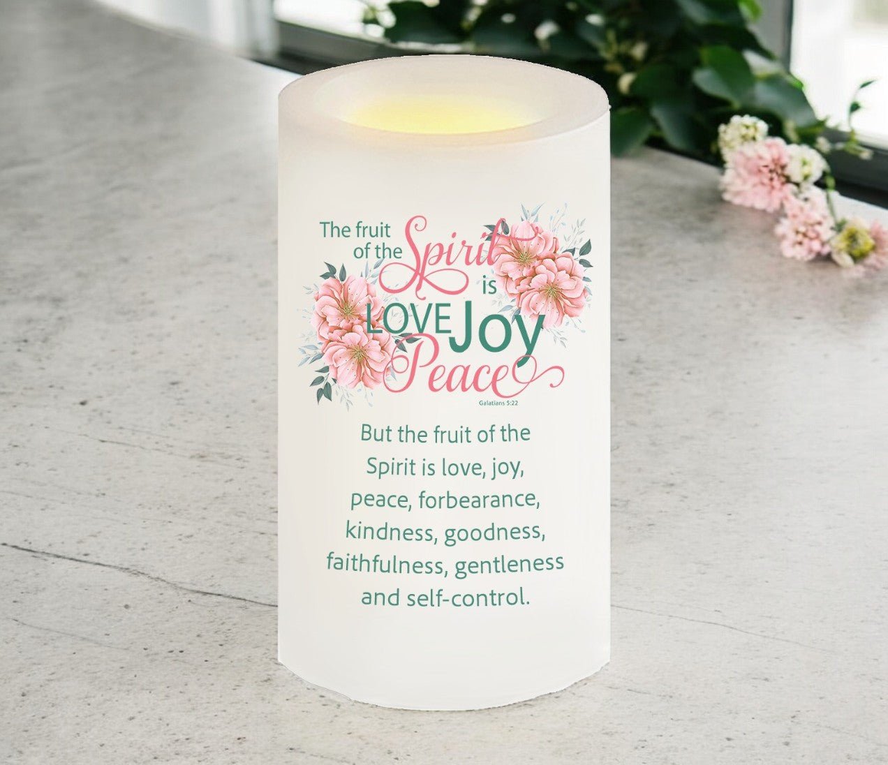 Fruit of The Spirit Bible Verse Candle - Celebrate Prints