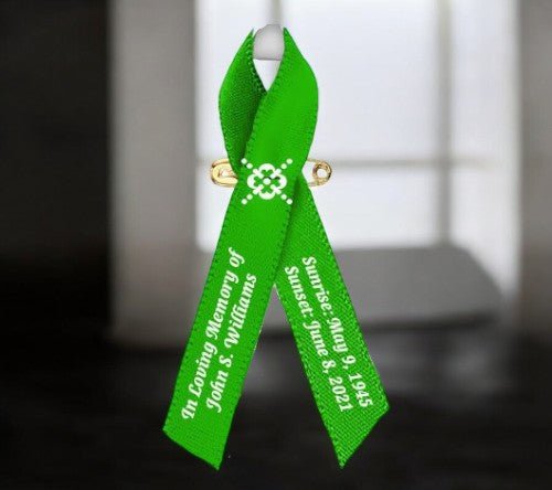 Gallbladder Cancer Ribbon Personalized (Kelly Green) - Pack of 10 - Celebrate Prints