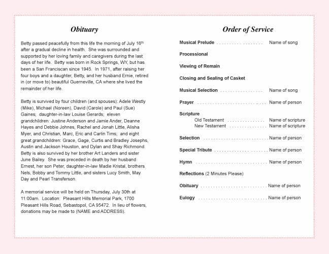 Garland Funeral Program Template - The Funeral Program Site