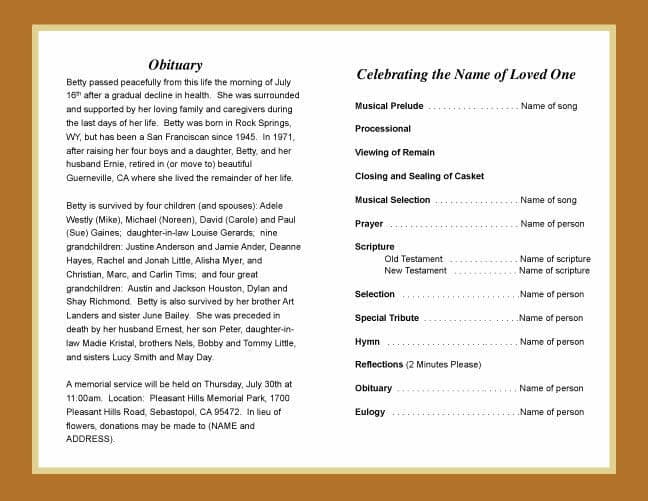Genesis Funeral Program Template - The Funeral Program Site