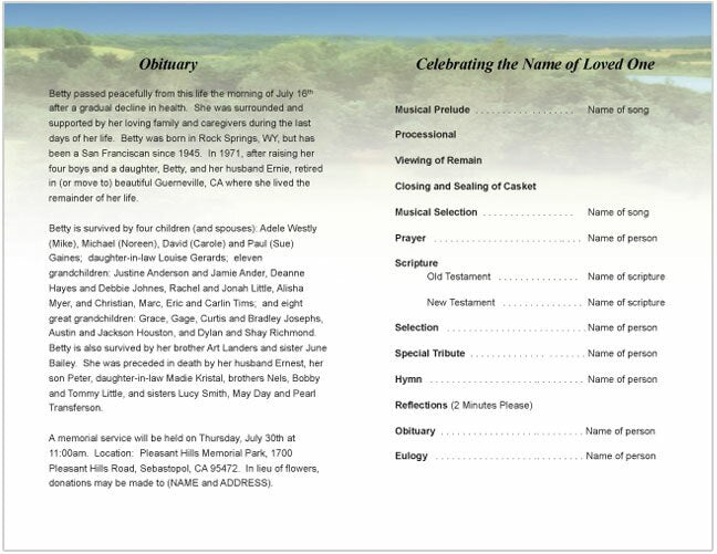 Golfer Funeral Program Template - The Funeral Program Site
