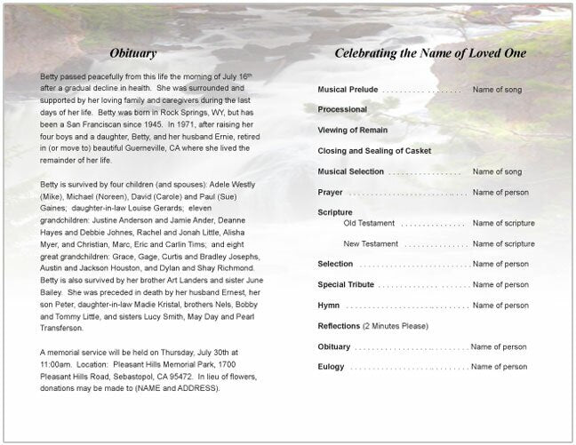 Graceful Funeral Program Template - The Funeral Program Site