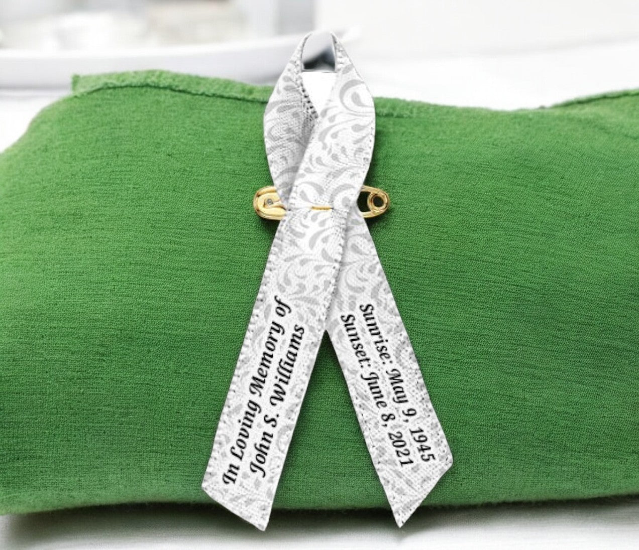 Gray Leaves Awareness Ribbon Personalized Memorial - Pack of 10 - Celebrate Prints