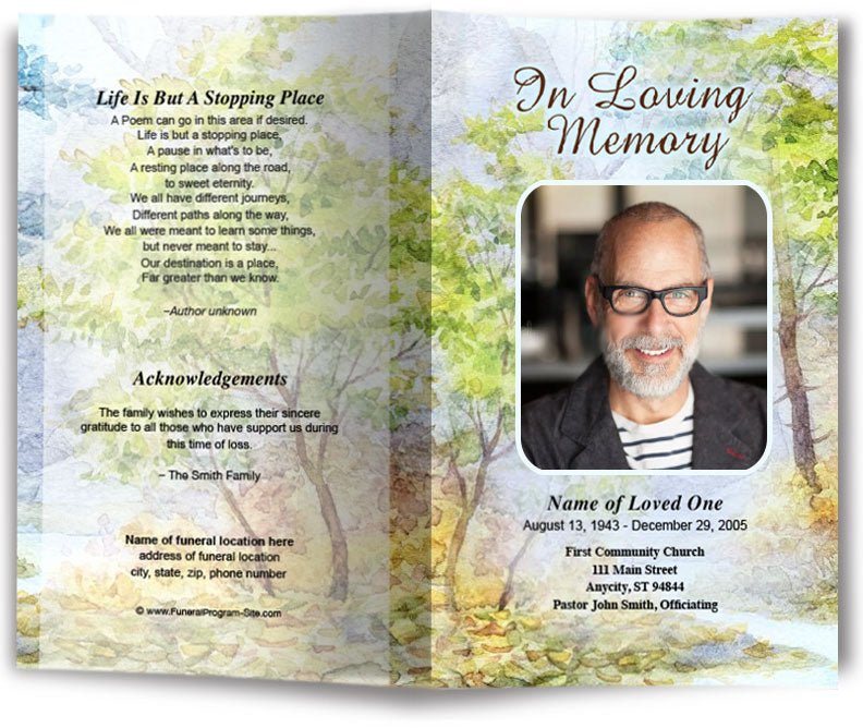Greenery Funeral Program Template - The Funeral Program Site