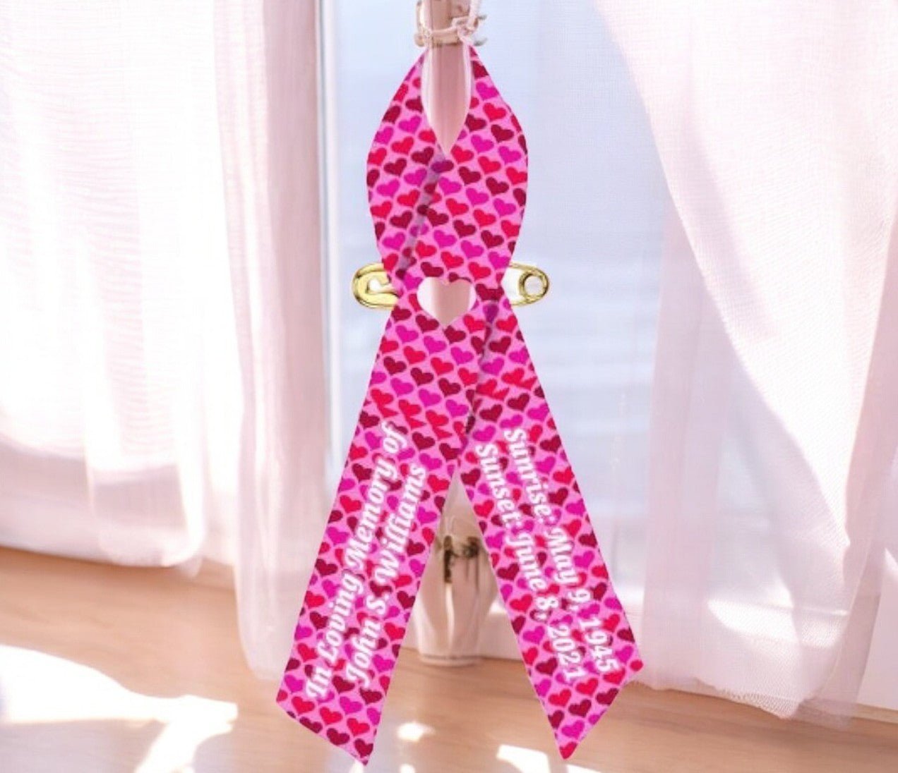 Hearts Memorial Awareness Ribbons - Pack of 10 - Celebrate Prints