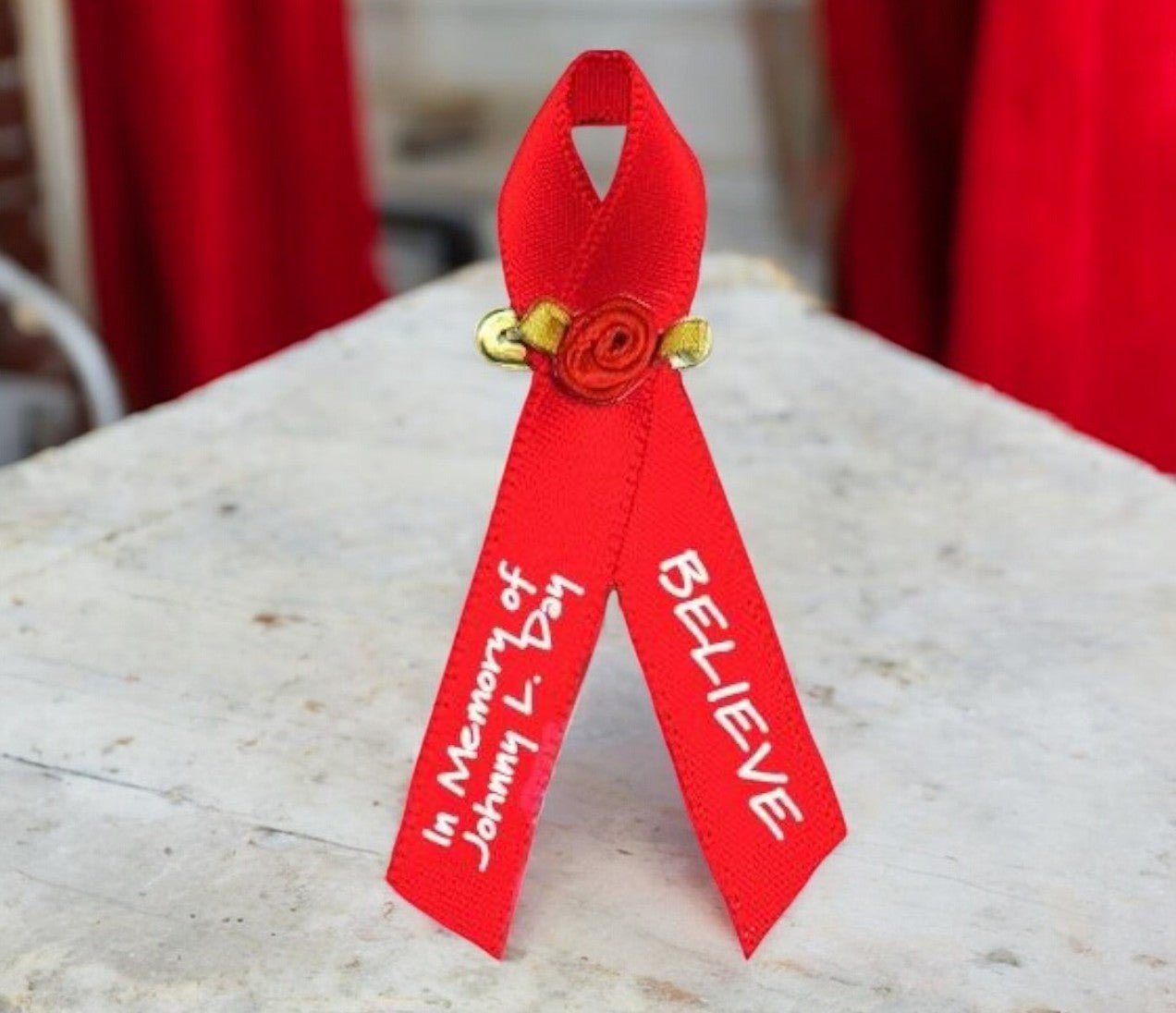 HIV - Aids Awareness Ribbons Personalized (Red) - Pack of 10 - Celebrate Prints