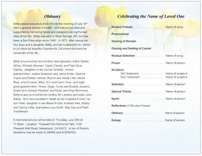 Inspire Funeral Program Template - The Funeral Program Site