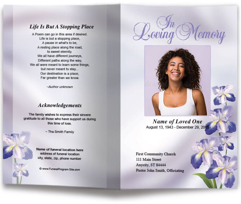 Iris Funeral Program Template - The Funeral Program Site