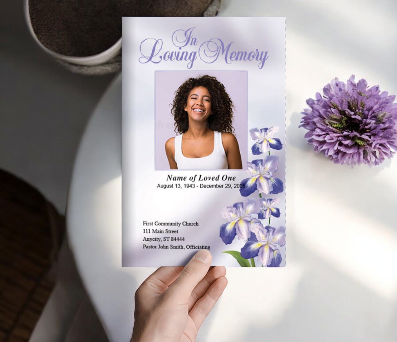 Iris Funeral Program Template - The Funeral Program Site