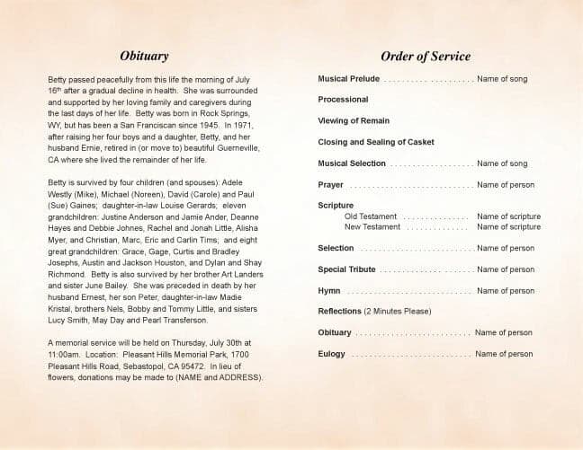 Jasper Funeral Program Template - The Funeral Program Site