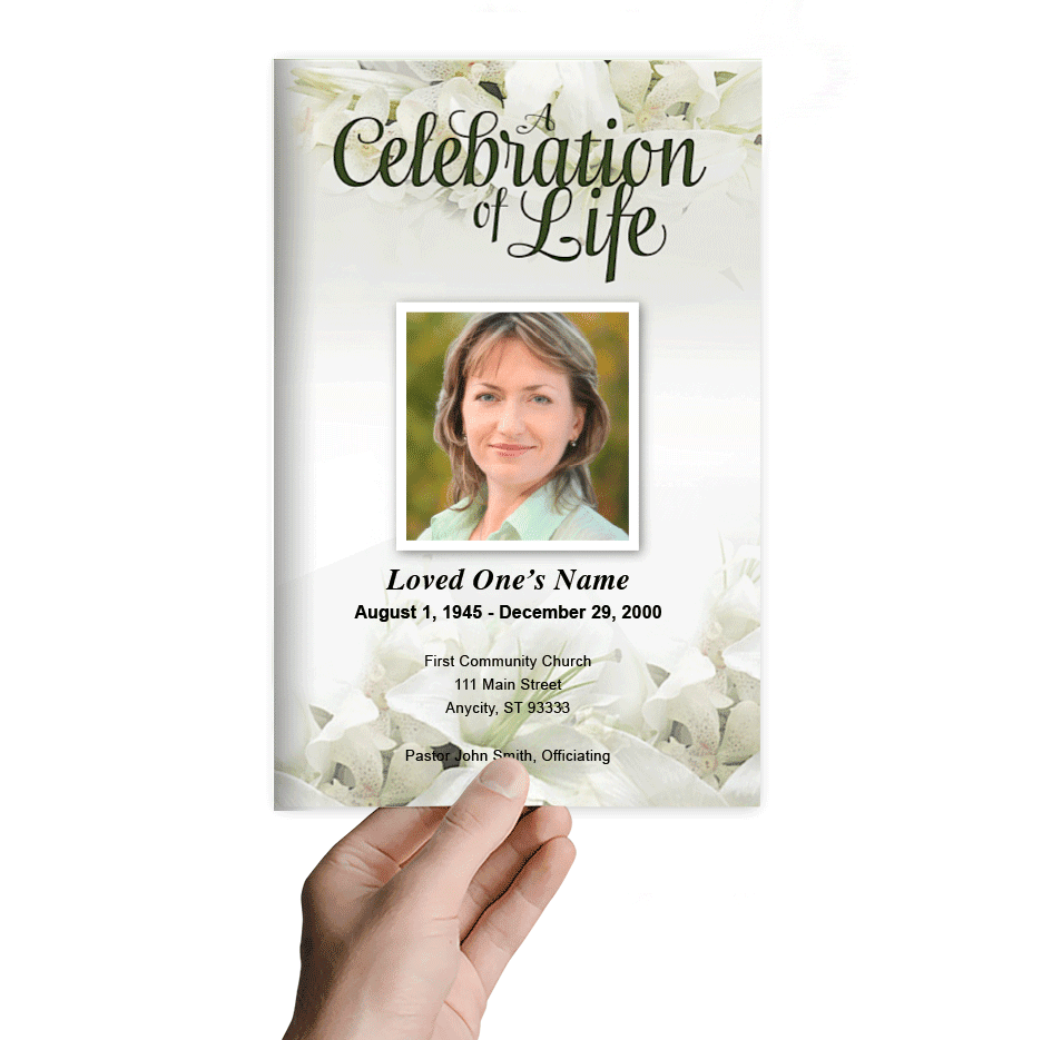 Lily Funeral Program Template - The Funeral Program Site