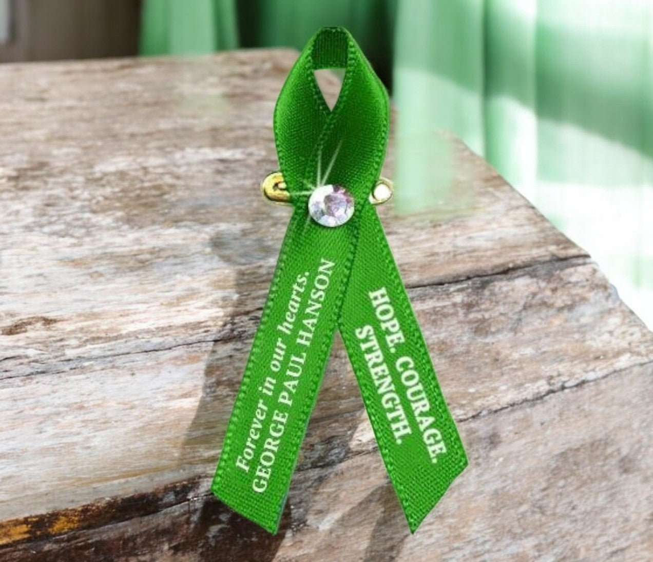 Liver Cancer Ribbon Personalized (Emerald Green) - Pack of 10 - Celebrate Prints