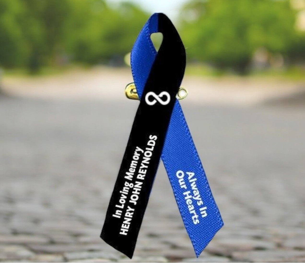 Loss of A Male Loved One Awareness Ribbon Black/Blue - Pack of 10 - Celebrate Prints
