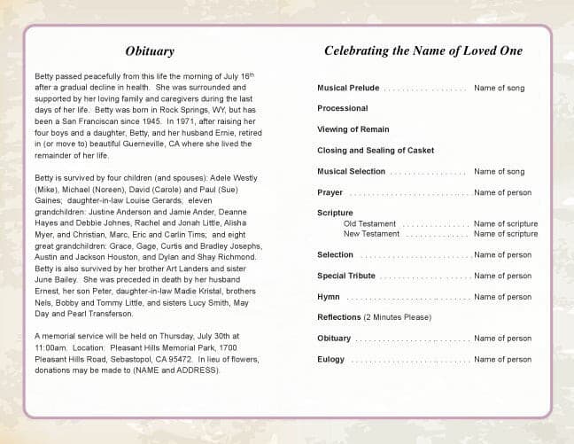 Lucia Funeral Program Template - The Funeral Program Site