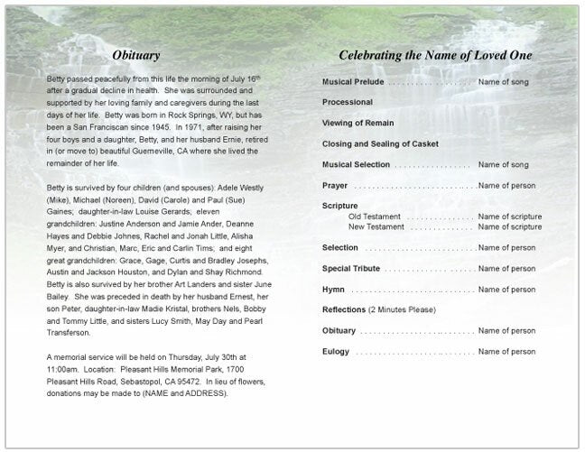 Majestic Funeral Program Template - The Funeral Program Site