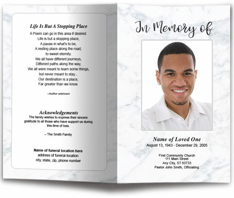 Marble Funeral Program Template - The Funeral Program Site
