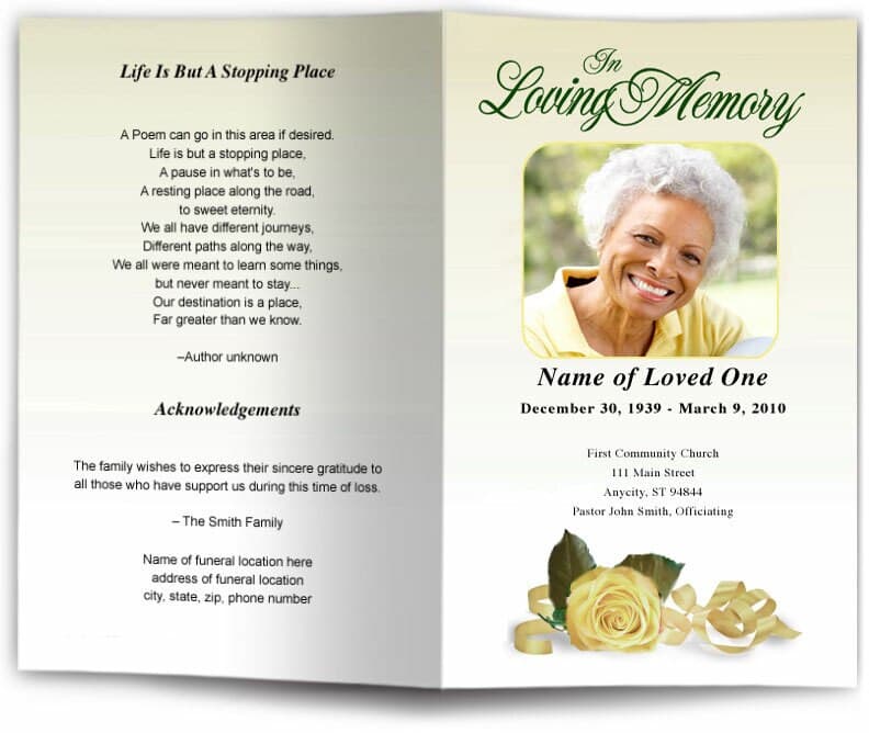 Memory Funeral Program Template - The Funeral Program Site