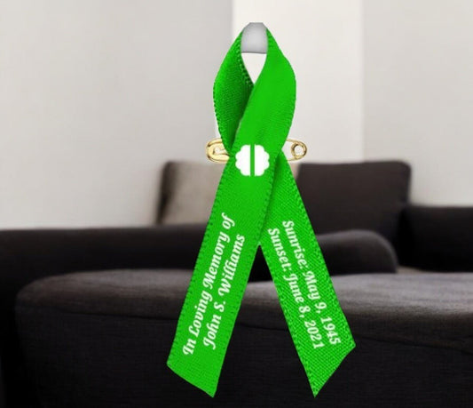 Mental Health Awareness Ribbons Personalized (Green) - Pack of 10 - Celebrate Prints