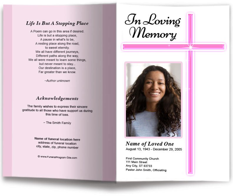 Modern Cross Funeral Program Template - The Funeral Program Site