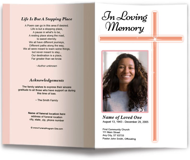 Modern Cross Funeral Program Template - The Funeral Program Site
