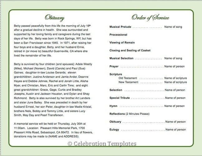 Modern Dove Funeral Program Template - The Funeral Program Site