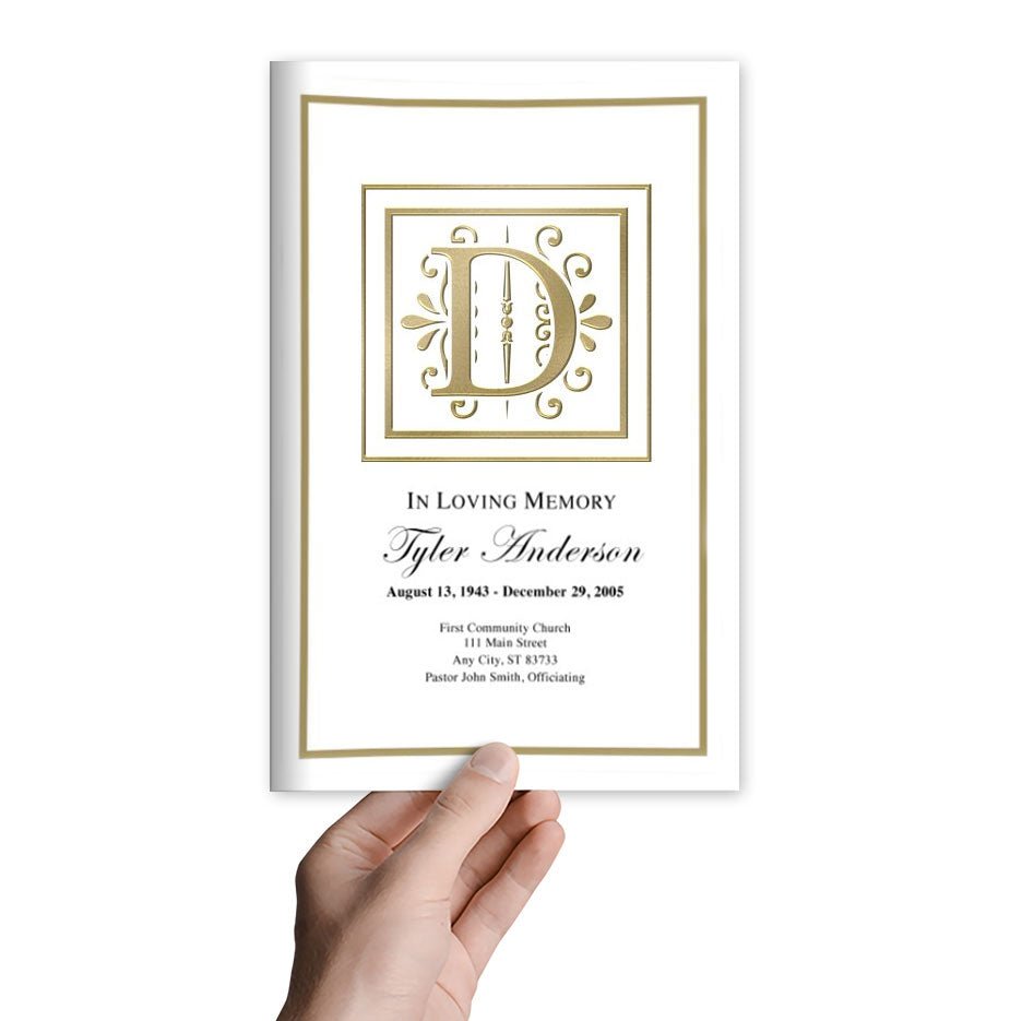 Monogram Gold Funeral Program Template - The Funeral Program Site