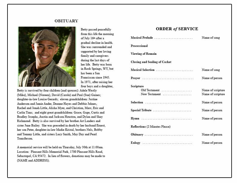 Monogram U Leaves Funeral Program Template - The Funeral Program Site