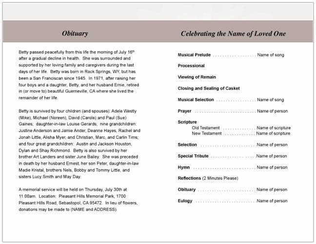 Mountain Funeral Program Template - The Funeral Program Site