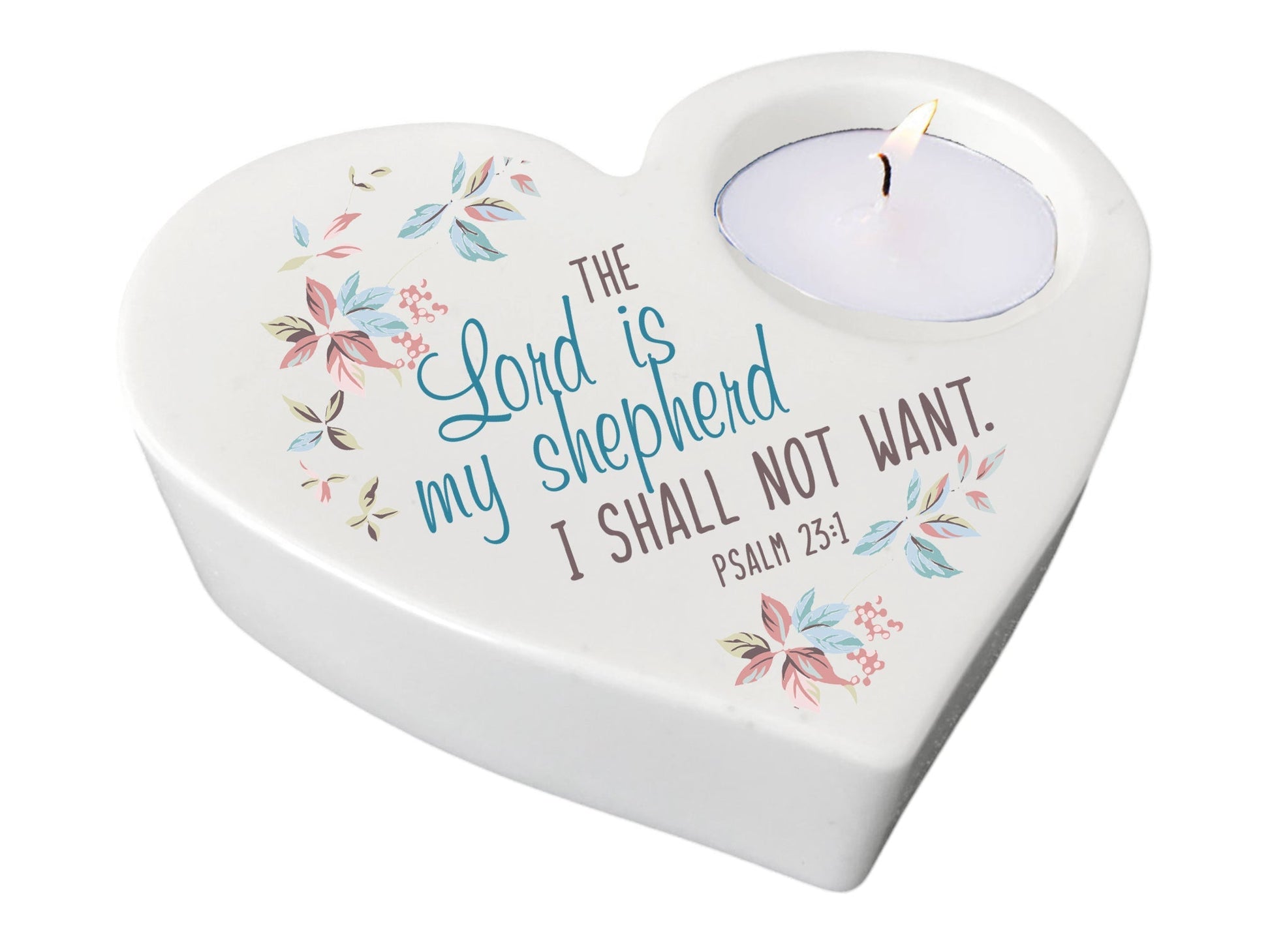 My Shepherd Bible Verse Heart Tea Light Candle Holder - Celebrate Prints