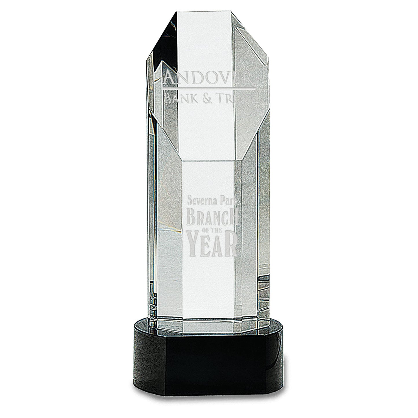 Octagon Slant - Top Crystal on Black Pedestal Base - Celebrate Prints