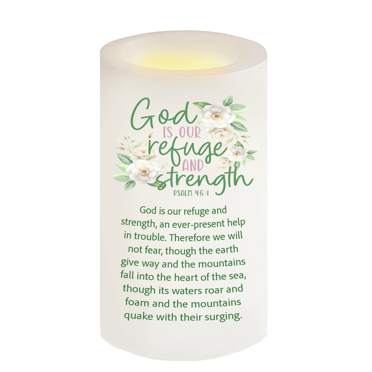 Our Refuge Bible Verse Candle - Celebrate Prints