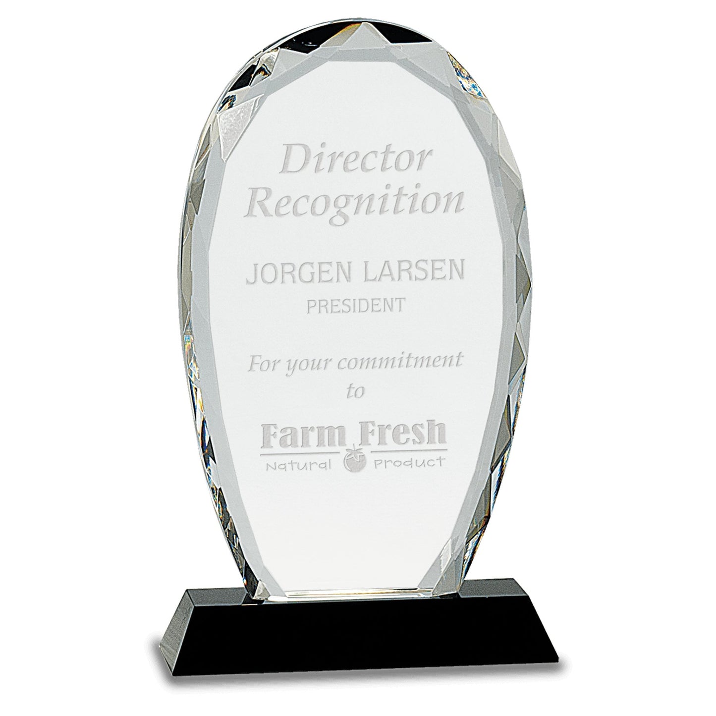 Oval Facet Crystal on Black Pedestal Base - Celebrate Prints