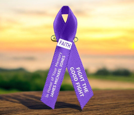 Pancreatic Cancer Ribbon (Purple) - Pack of 10 - Celebrate Prints