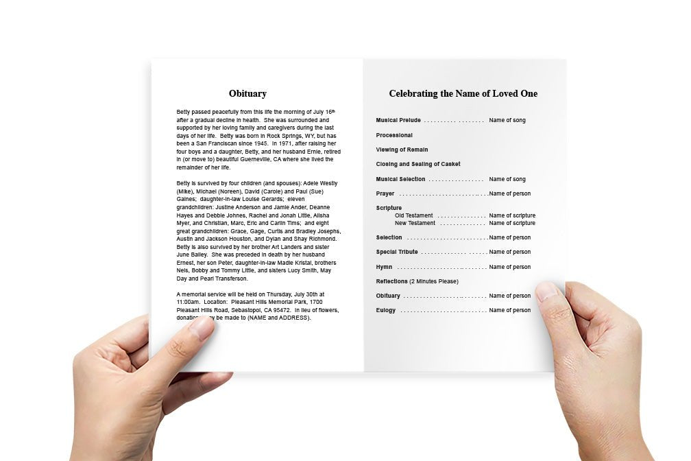 Peaks Funeral Program Template - The Funeral Program Site