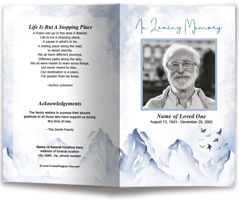 Peaks Funeral Program Template - The Funeral Program Site
