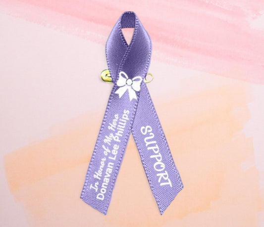 Personalized Stomach Cancer Ribbon (Periwinkle) - Pack of 10 - Celebrate Prints