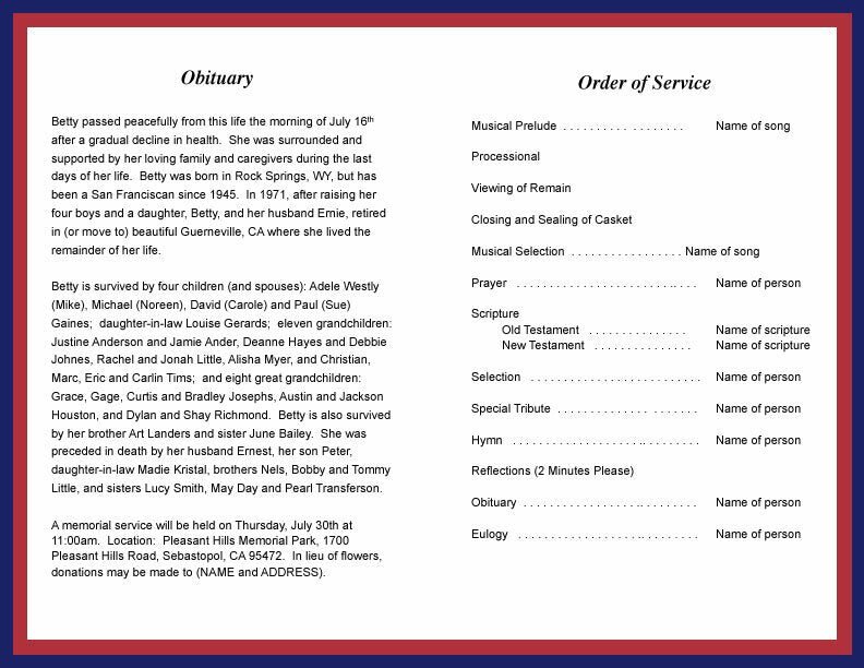 Philippines Funeral Program Template - The Funeral Program Site