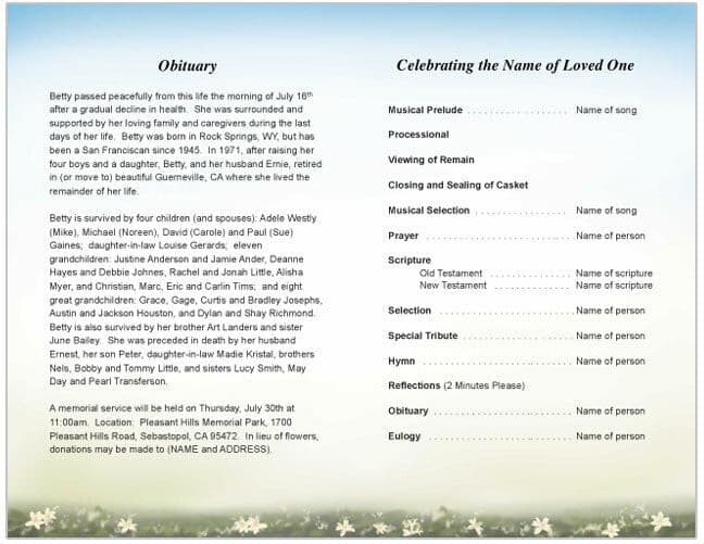 Pillars Funeral Program Template - The Funeral Program Site